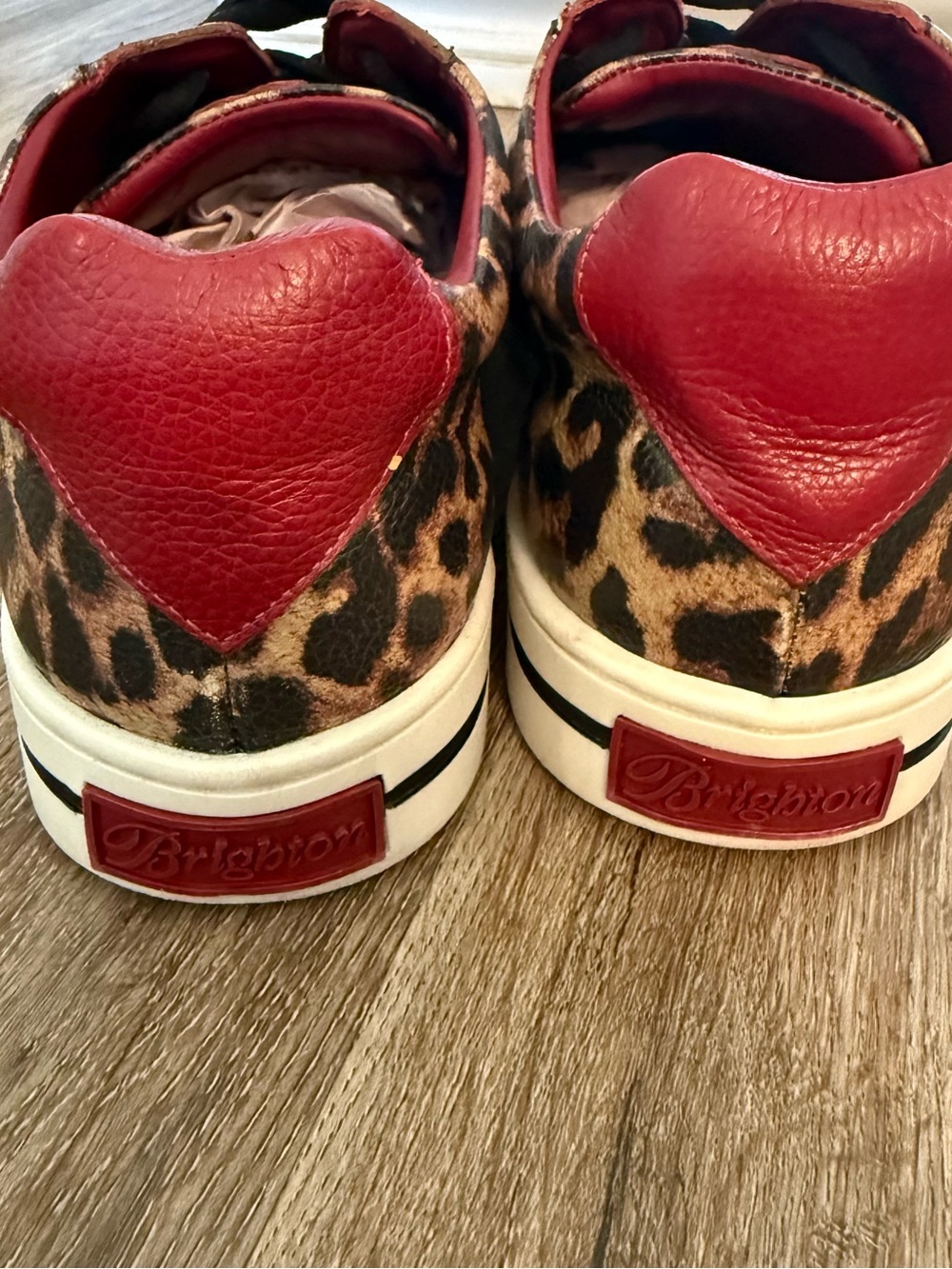 Brighton Leather Sneakers Garden Spots Leopard Print Floral Embroidered Size 8 - Picture 6 of 9